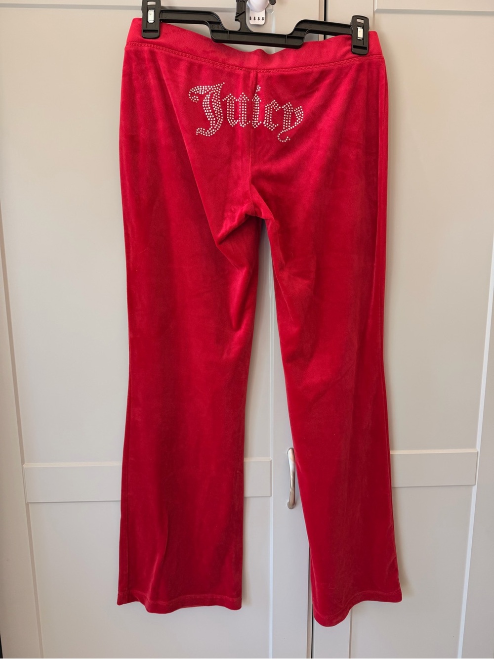 Y2K Juicy Couture Red Velour Track Suit Set - Size Medium Iconic Rhinestone Logo - Picture 4 of 8